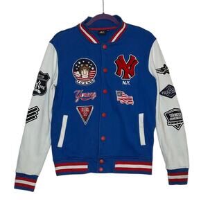 MLB New York Yankees blue white varsity jacket size Small